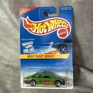1997 Hot Wheels Heat Fleet Series Police Cruiser 1/4 Collector #537 Green Purple